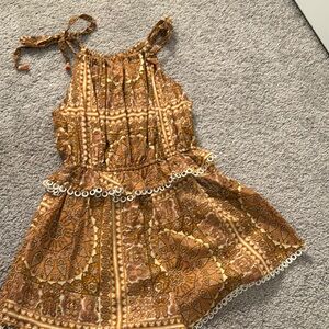 Zimmermann Kids Dress in Brown and Cream